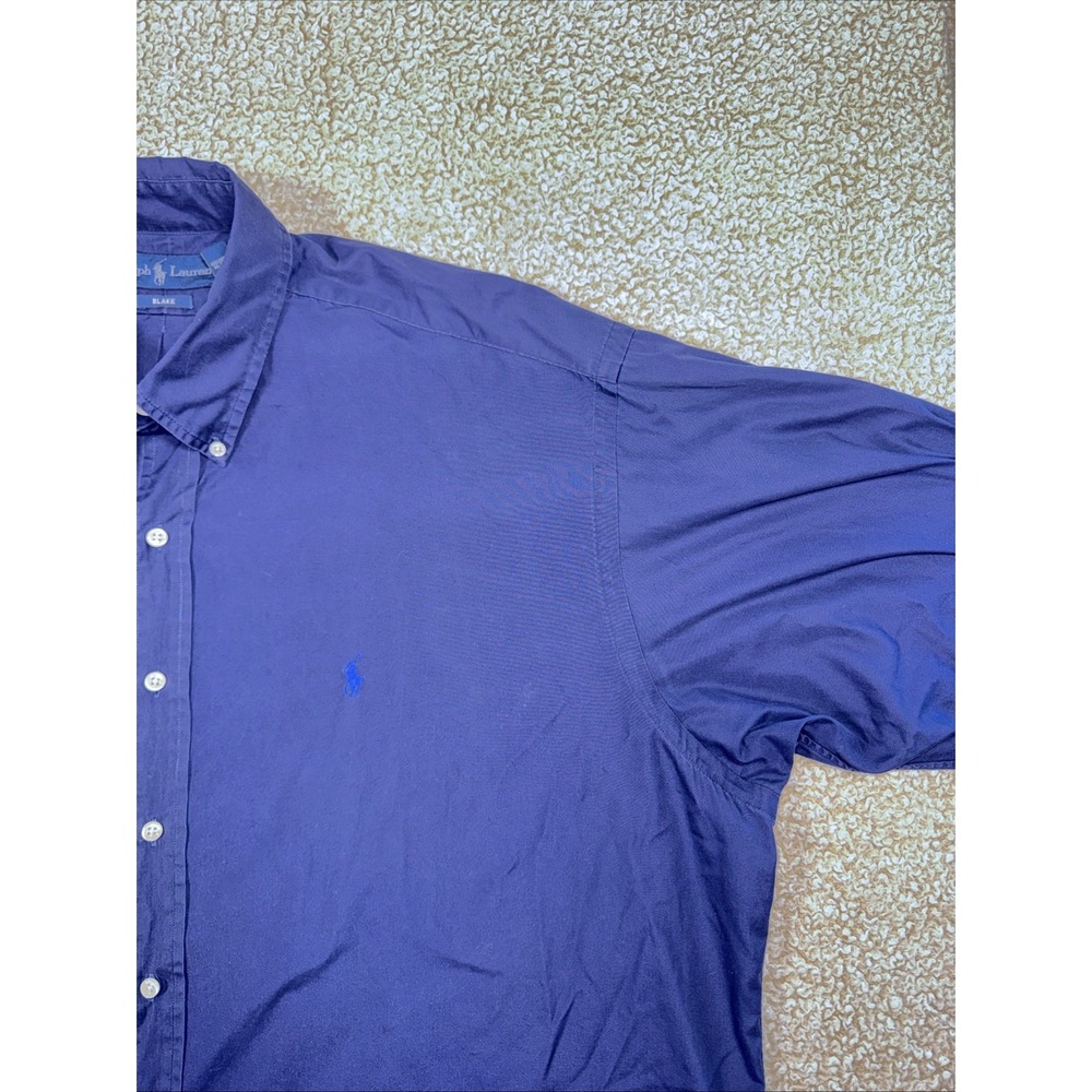 Ralph Lauren Mens Shirt XXL Navy Blue Solid Blake Classic Fit Casual Long Sleeve - Picture 4 of 11